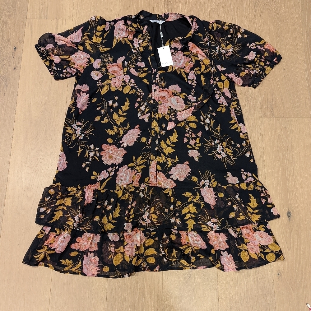 Floral Black and Pink Dress